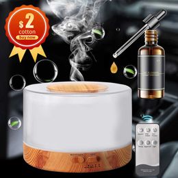 Air Humidifier Electric Diffuser Aroma Mist Wood Grain Oil Aromatherapy Maker LED Light For Car Home 210724