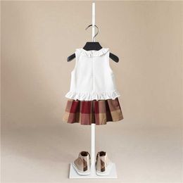 Gilrs Dress fashion Children Kids Baby Girls Dresses Clothes Child cotton Summer Plaid Sleeveless Kid Garments Clothing 1-5Y Q0716