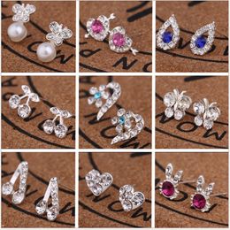 45 styles creative ear studs fashion snowflake beer crystal rhinestone pearl ea r stud pearls earrings