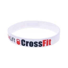 1PC Squat Jump Climb Crossfit Silicone Rubber Bracelet for Sport Gift 1/2 Inch Wide Adult Size Black And White