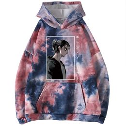 Attack on Titan Eren Yeager Casual Sweatshirt Anime Tie-dye Long Sleeve Hoodie Pullover Harajuku Y0803