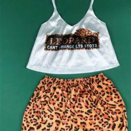 Women's sling temptation sexy leopard print Pyjamas foreign fun home clothes 211202