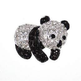 Fashion Unique Crystal Rhinestones Giant Pandas Animal Brooch Pin