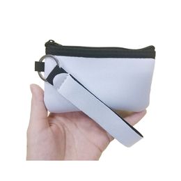 Sublimation Blank Credit Card Holder Heat Transfer Print Neoprene Purse with Lanyard Wristlet Wallets Handbags ZZE5217
