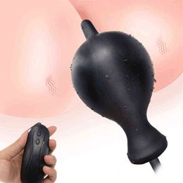 NXY Vibrators Super Big Inflatable Anal Plug Vibrator Gay Sex Toys Vaginal Dildo Butt Dilator Pump Expandable Toy For Women 1125