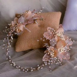 Royal Flower Bridal Headbands Tiaras Soft Wedding Hairbands Evening Head Wear Wedding Hair Accessory X0625