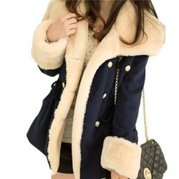 Autumn And Winter Jackets For Women Casual Solid Slim Thick Double Breasted College Wind Female Cotton Coats Plus Size 2XL