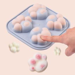 Cute Cat Paw Shape Ice Cube Maker Form for Candy Cake Pudding Chocolate Molds Easy-Release Trays