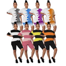 Womens Outfits Two Pieces Set Tracksuits Short Sleeve Shorts Top Sportswear Ladies Pants Suits 2021 Type Selling klw6225