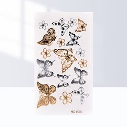 Belly/Waist/Ankle/Foot Waterproof Sticker Sexy Tattoos Gold Butterfly Tattoi 3D Temporary Tatoo Body Art