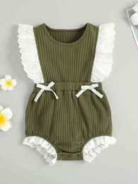 Baby Girl Eyelet Embroidered Ribbed Romper SHE