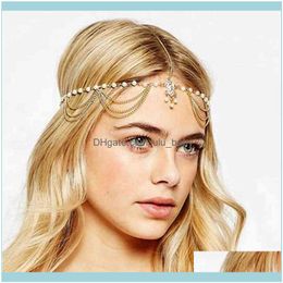 Headbands Jewelryfashion Pearl Jewelry Aessories Tassel Bridal Hair Bands Decoration For Women Crystal Dangle Headpiece Wedding Drop Deliver