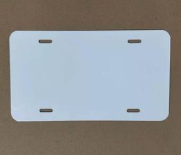 quality Sublimation Aluminum License Plate Blank White Aluminium Sheet DIY thermal transfer advertising plates custom logo 15*30cm 4holes