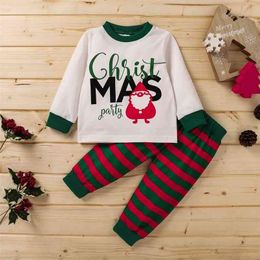 Arrival Winter 2-piece Baby Toddler Christmas letter Top and Pants Set Children Clothing For Kids 210528