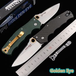 CS knife 62QCFB Golden Eye Mark S35VN Blade Carbon Fiber / G10 Handle Outdoor Tactical Camp EDC Tools Pocket Folding Knifes