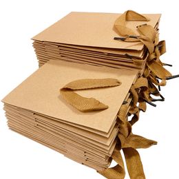 10Pcs/lot Festival Gift Kraft Bag Shopping Bags DIY Multifunction Recyclable Paper Bag With Handles 210323