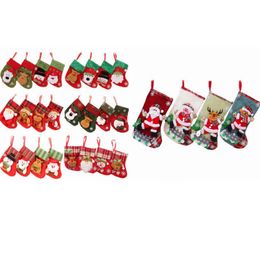 Christmas Stockings Snowman Santa Elk Bear Printed Gift Candy Bag Xmas Tree Ornament Party Decortion 36 Designs BT6746