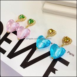 Stud Earrings Jewellery Coloured Glaze Love Niche Design Sweet Peach Heart Personality Temperament Ins Trend Fashion High-End Drop Delivery 202