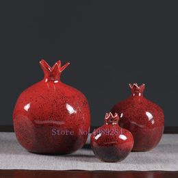 Vases Creativity Ceramic Vase Red Pomegranate Flower Arrangement Accessories Decorative Ornaments Modern Home Decoration