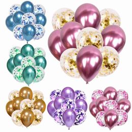 Party Decoration 10Pc/lot 12inch Metallic Colours Latex Balloons Confetti Air Inflatable Ball For Birthday Wedding Balloon Supplies