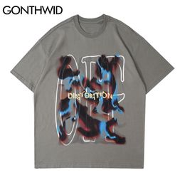 GONTHWID Tshirts Hip Hop Oversized Streetwear Creative Graffiti Letters Short Sleeve Tees Fashion Casual Punk Rock Gothic Tops C0315