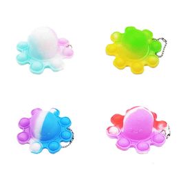 Christmas and Halloween gifts Colourful octopus key chains fidgeting toys Multi-expression push bubble stress relief special holiday and party supplies