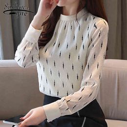 blusas mujer de moda womens tops and blouses ladies long sleeve stand chiffon shirts Office Lady 6437 50 210427