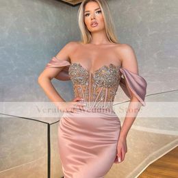 Veralove Pink Mermaid Prom Dress 2021 Off the Shoulder Robe De Mariage Suknia Slubna Formal Reception Party Gowns