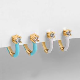 Trendy Zircon Tiny Huggie Small Hoop Earrings for Women Girls Colorful Ear Piercing Buckle Cartilage Earring Jewelry