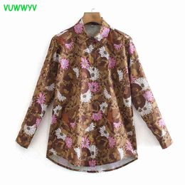 VUWWYV Vintage Floral Print Collar Shirt Women's Blouses Spring Long Sleeve Button Up Oversized Woman Casual Tops 210430