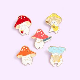 Colorful Mushroom Brooches pins Music Cute cartoon enamel Lepal pin Badge for Women men Kids fashion jewelry will and sandy
