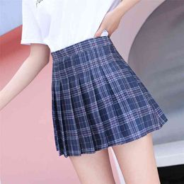 XS-3XL Plaid Summer Women Skirt High Waist Stitching Student Pleated Skirts Women Cute Sweet Girls Dance Mini Skirt 210522