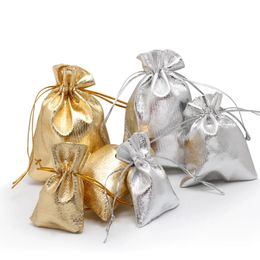 gold foil bags UK - 25pcs lot Drawstring Storage Bags Velvet Pouch Jewelry Packing Silver Gold Foil Cloth 7x9cm 9x12cm 10x15cm Wedding Gift Bag & Pouches Cosmetic Organizer