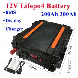 12.8V Lifepo4 12v 200Ah 250Ah 300Ah Lithium battery pack with BMS for Marine/ Solar system/UPS/RV/Steamer Machine+10A Charger