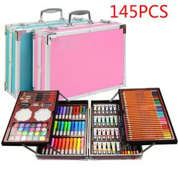 water art painting UK - Art Painting Set 145 Pcs Water Color Pen Crayon Oil Pastel Colored Pencil Drawing Stationery Non-toxic Gift Kit for Children