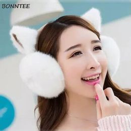 Earmuffs Women Plus Velvet Warm All-match Kawaii Cat Ears Cotton Plush Womens Earmuff High Quality Korean Style Ear Warmers