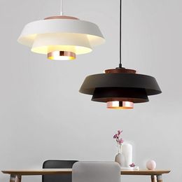 black iron lanterns Canada - Chandeliers Nordic Style Pendent Lamp Post Modern Simple Restaurant Bar Creative Light Led Lamps And Lanterns Iron Chandelier Black White