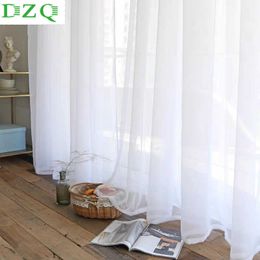 DZQ Solid White Tulle Curtain for Living Room Bedroom Sheer Curtain Modern Organza Voile Decorative Window Treatments Curtain 210712