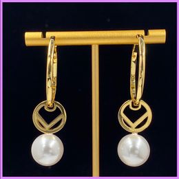 Womens Hoop Earrings Charm Luxury Designer Love Pendants Letter F Gold Earring Jewellery Ladies Ear Studs Boucles D'oreilles Ohrring Hoops