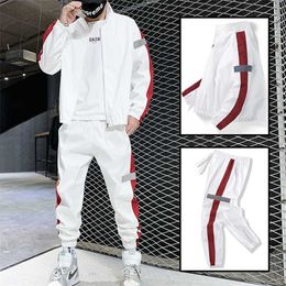 Autumn Men Sports Set Jacket+Pants Two Pieces Set Mens Casual Tracksuit Fashion Streetwear Male Clothing Set Jogging Suit 211222