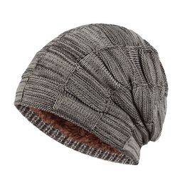 Solid Colour Hip hop Knit Beanie Hat Men Winter Hats Boy Warm Plus Velvet Thicken Hedging Cap Skull