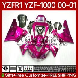 Motorcycle Body For YAMAHA YZF-1000 YZF R 1 1000 CC YZF-R1 00-03 Bodywork 83No.42 YZF Rose Pink R1 1000CC YZFR1 00 01 02 03 YZF1000 2000 2001 2002 2003 OEM Fairings Kit