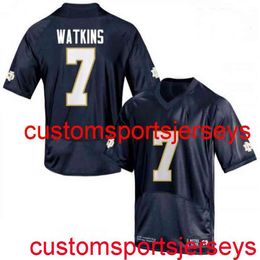 Stitched 2020 Men's Women Youth #7 Nick Watkins Notre Dame Navy NCAA Football Jersey Custom any name number XS-5XL 6XL