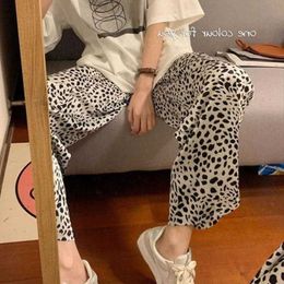 Pants & Capris Thin Sping Wild Casual Plus Size High Waist Leopard Wide Leg Pants Women Loose Pantalones De Mujer Drop 210610