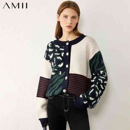 Amii Minimalism Autumn Winter Fashion Sweaters For Women Causal Onck Printed Loose Women's Sweater Women's sweater 12040603 210918
