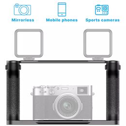 UURig R067 Universal Smartphone Video Rig Dual Handheld Grip Stabilizer DIY Vlog Handle Grip Extend Cold Shoe for Microphone