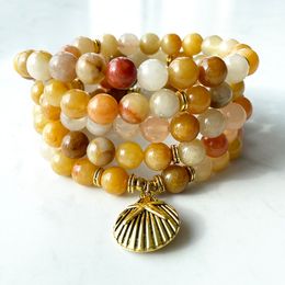 MG1389 Natural Yellow Agate 108 Mala Bracelet New Design Women`s Yoga Spiritual Mala Necklace High Quality Starfish Jewelry