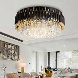 Потолочные светильники Современная черная люстра для гостиной роскошные круглые лампы