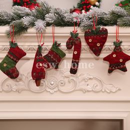 Christmas Tree Pendant Decorations Creative xmas Socks Cane Gift Ornaments Scene Decoration Festive Atmosphere