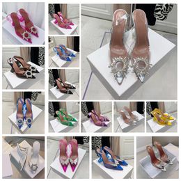 -2022 zapatos de vestir 7cm 10 cm Begum Bowknot Butterfly Pvc Pumps Tacones altos Día de diamantes Transparentes Sandalias de brillo Toe Fine Fine Summer Crystal Shoph